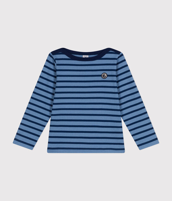Iconic Breton top in cotton for girls or boys BEACH blue/MEDIEVAL