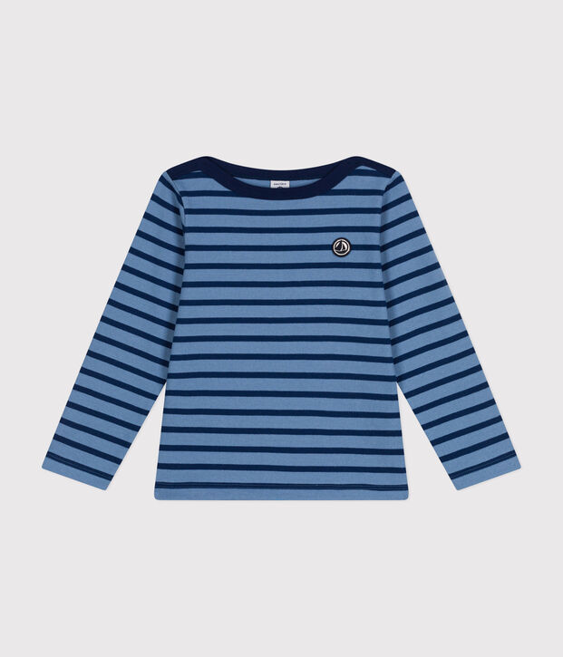 Iconic Breton top in cotton for girls or boys blue/blue