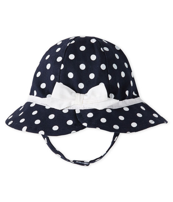 Baby Girls' Spotted Floppy Hat SMOKING blue/MARSHMALLOW white