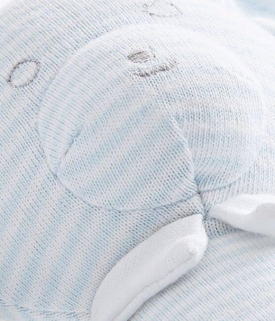 Bear comfort object in milleraies stripes FRAICHEUR blue/ECUME CN white