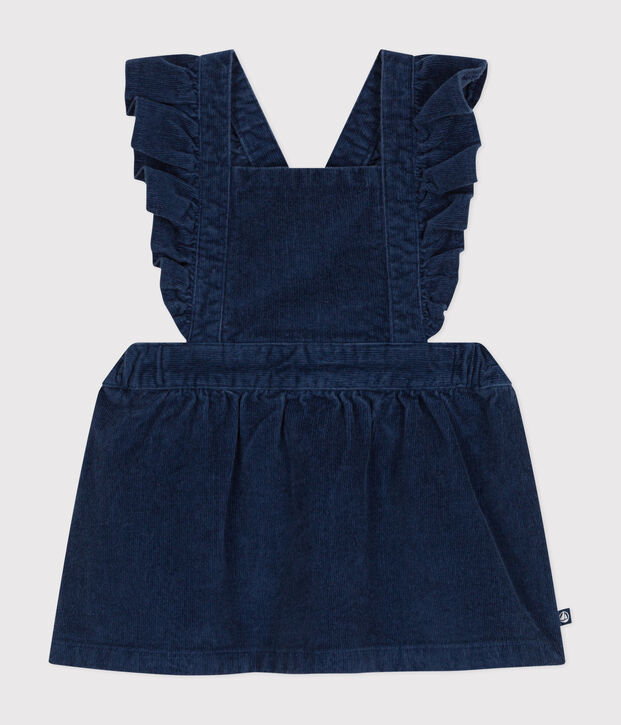 Babies' sleeveless velour dress blue