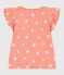 Children's printed short-sleeved cotton T-shirt ABRICOT orange/MARSHMALLOW
