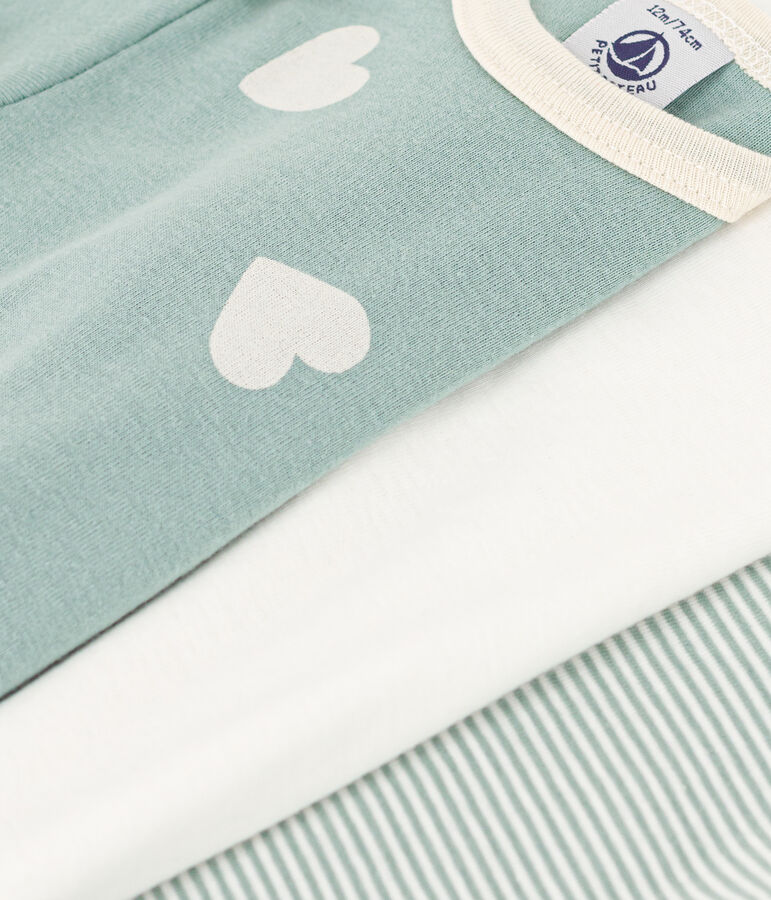 Babies' Heart Patterned Long-Sleeved Cotton Bodysuits - 3-Pack multicolor