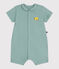 Babies' short cotton playsuit with a Peter Pan collar PAUL green
