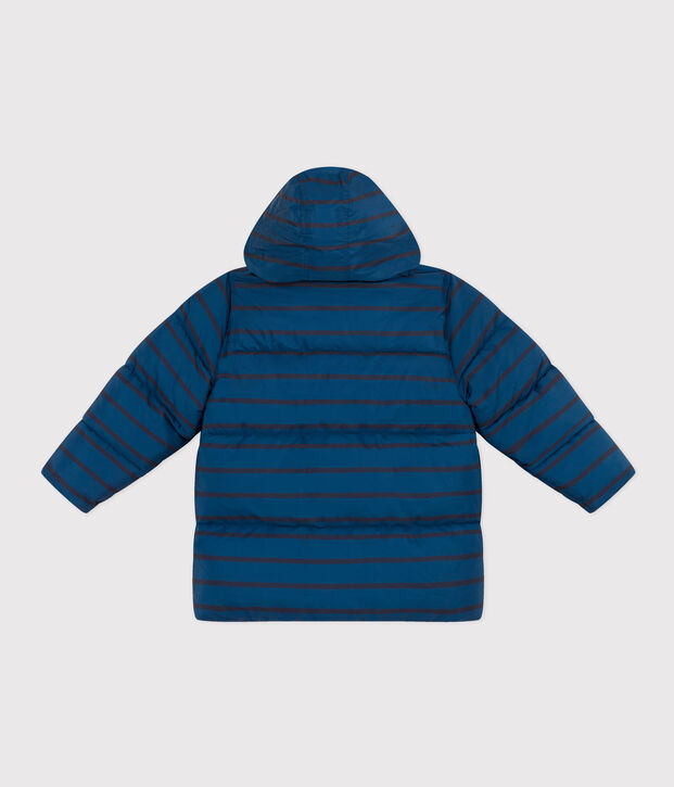 Boys' puffer jacket with fold-out hood blue/blue
