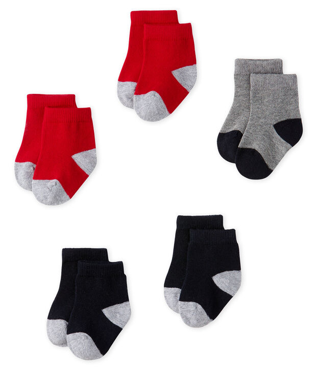 Set of 5 pairs of socks for baby boys blue/red