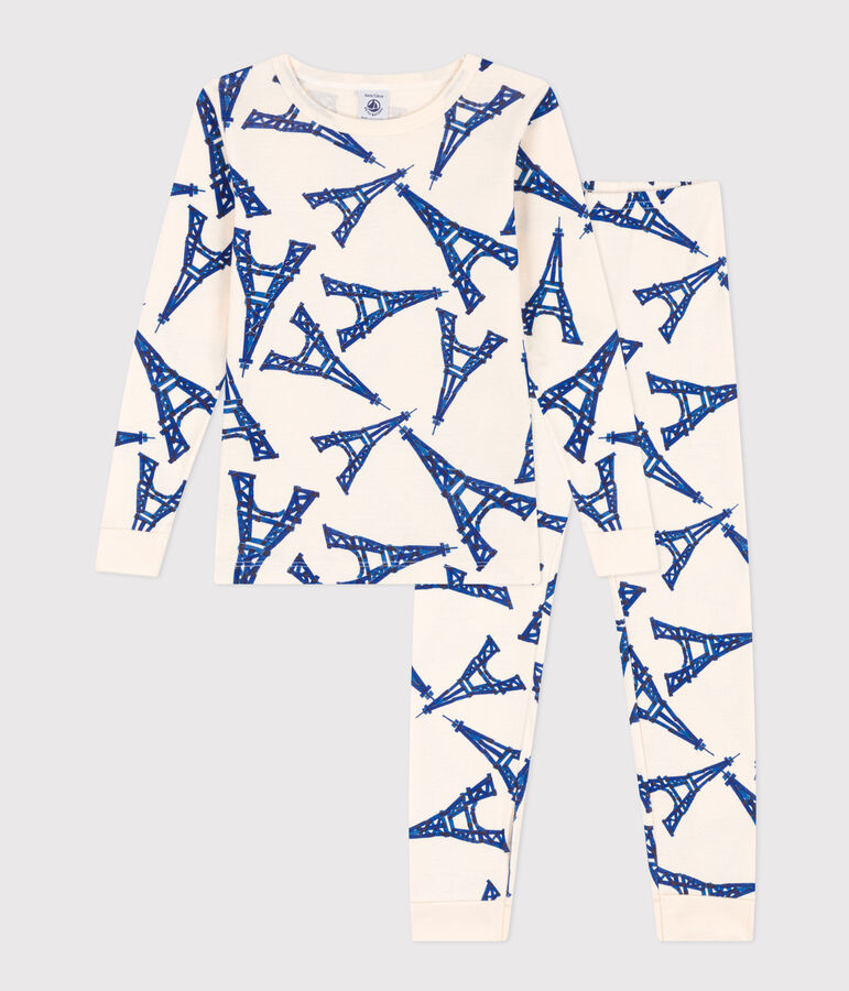 Children's Unisex Snugfit Cotton Pyjamas Ecru/multicolor