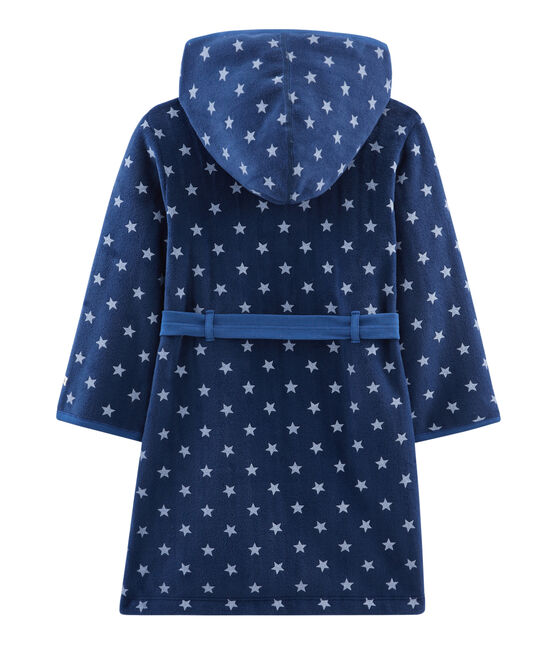 Children's Fleece Dressing Gown MEDIEVAL blue/MARSHMALLOW white