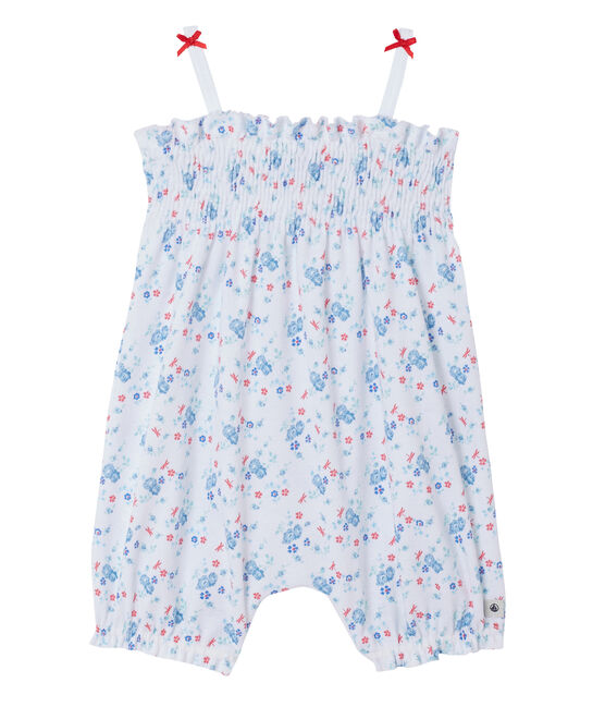 Baby girl's print romper ECUME white/BLEU blue/MULTICO