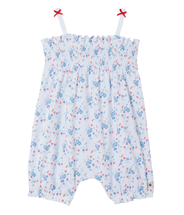 Baby girl's print romper ECUME white/BLEU blue/MULTICO