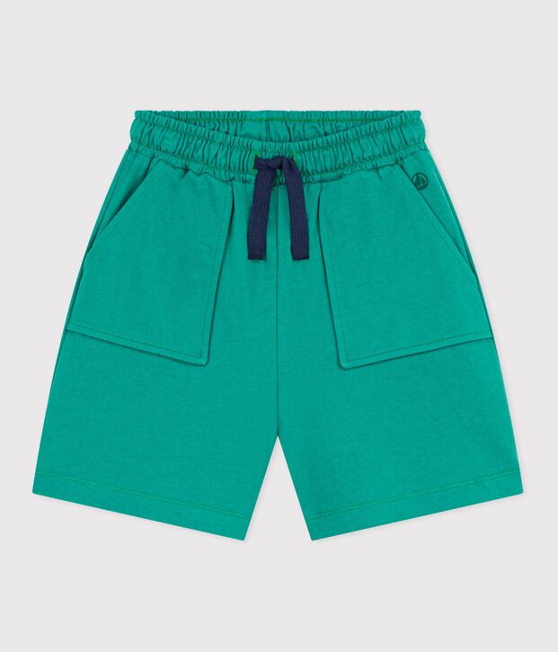 Children's Bermuda shorts in plain cotton green