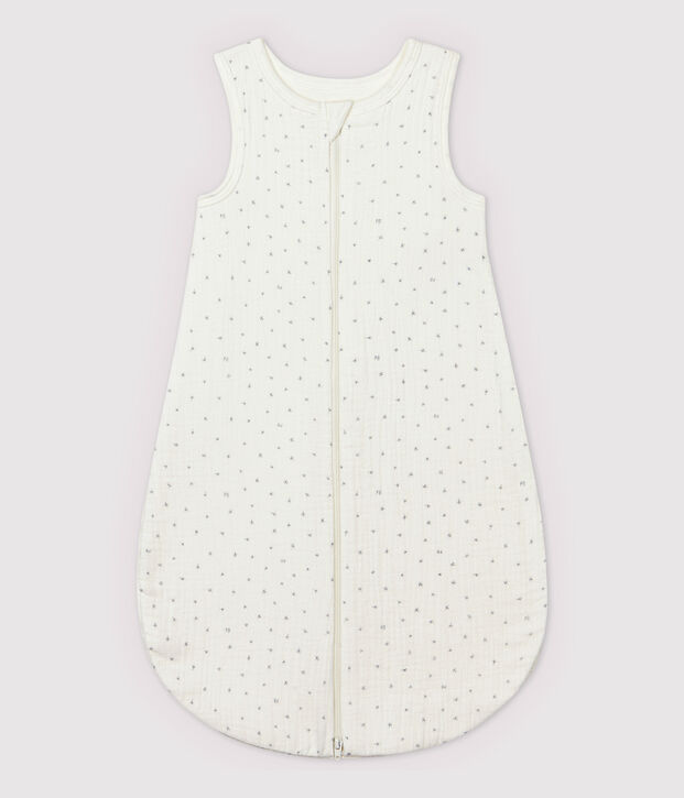 Babies' Starry White Organic Cotton Easy-Care Sleeping Bag white/grey