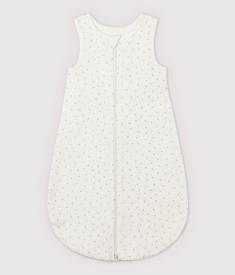 Babies' Starry White Organic Cotton Easy-Care Sleeping Bag white/grey