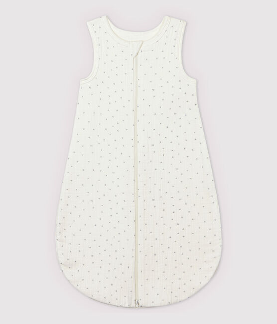 Babies' Starry White Organic Cotton Easy-Care Sleeping Bag MARSHMALLOW white/GRIS grey