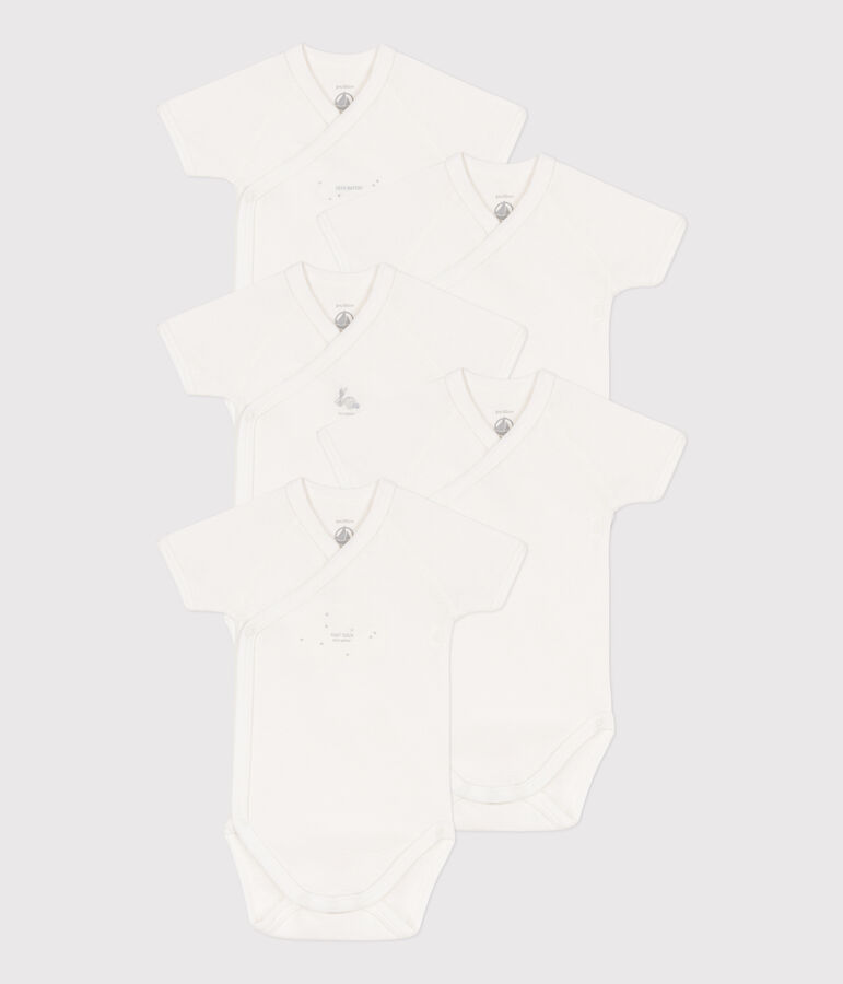 Wrapover Short-Sleeved Bodysuits - 5-Pack multicolor