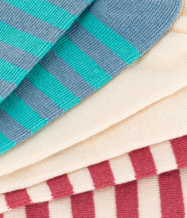 Children's' Cotton Jersey Striped Socks - Pack of 3 multicolor