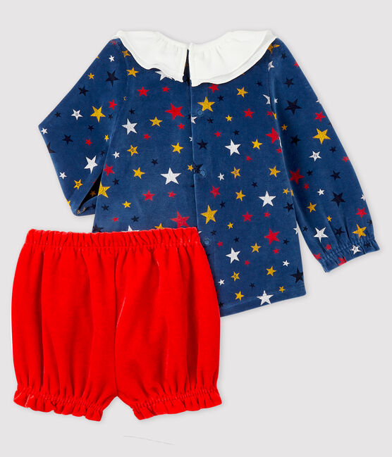 Baby girl's 2-piece set MEDIEVAL blue/MULTICO white