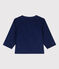 Babies' Long-Sleeved Super Fine Velour Shirt BLEU FONCE