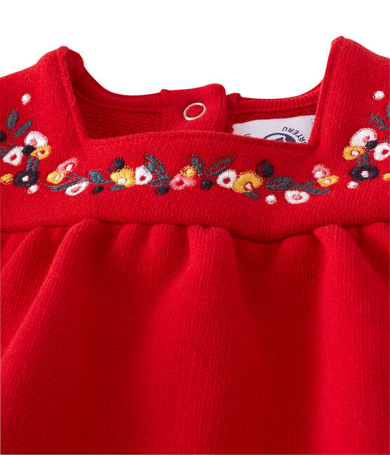 Baby girl's embroidered fleece dress FROUFROU red