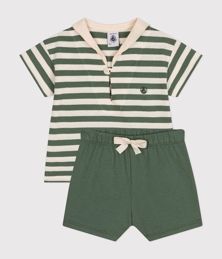 Babies' Jersey T-shirt and Shorts Set green/ecru