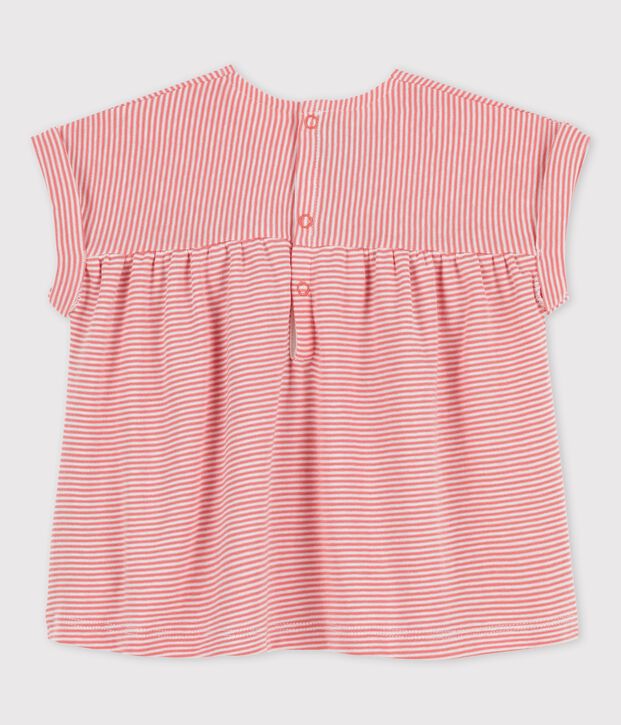Babies' Organic Cotton Short-Sleeved Blouse pink/white