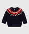 Babies' Wool/Cotton Jacquard Knitted Pullover SMOKING blue/MULTICO white