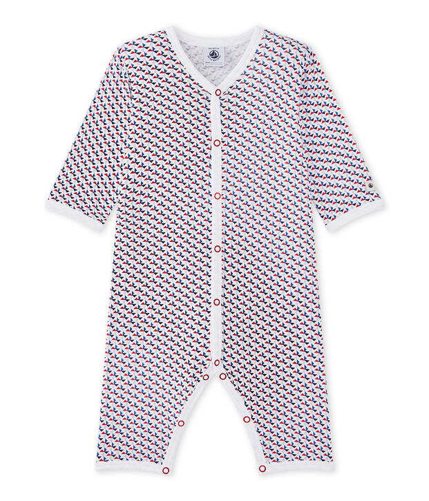 Baby boy's footless sleepsuit white/multicolor