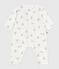 Babies' footless bear-print cotton pyjama suit MARSHMALLOW /BRUN