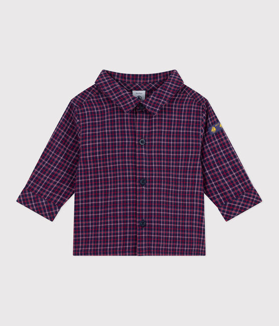 Babies' checked flannel shirt SMOKING blue/MULTICO white