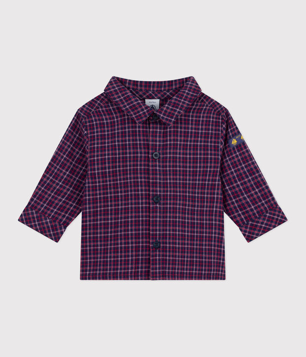 Babies' checked flannel shirt blue/multicolor