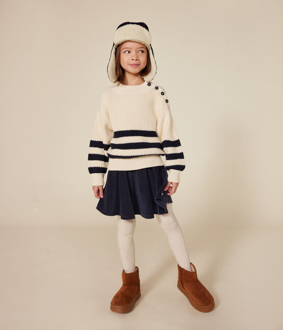 Girls' cotton jumper AVALANCHE white/SMOKING blue