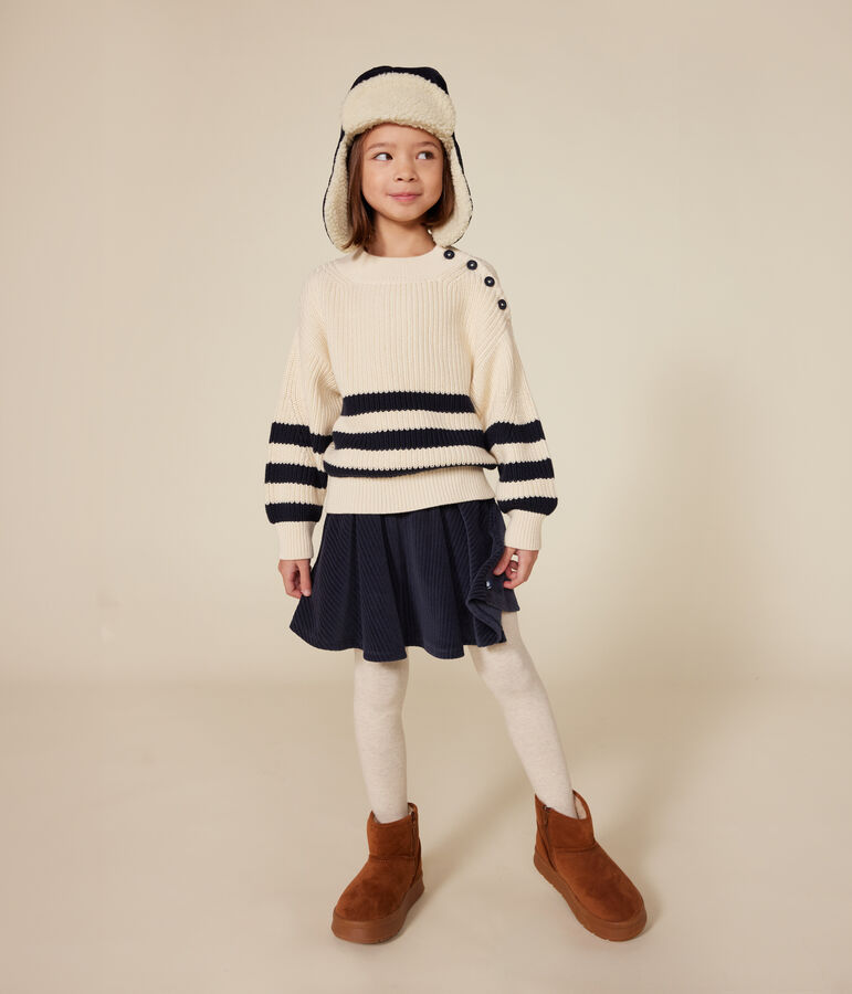 Girls' cotton jumper Ecru/blue