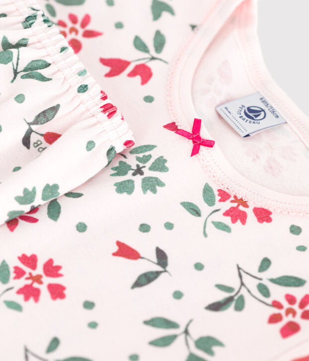 Children's floral print cotton capri pyjamas pink/multicolor