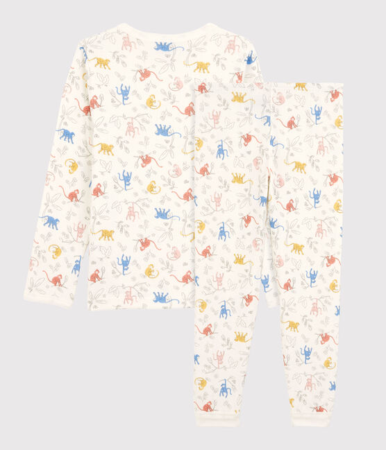 Unisex Multicoloured Monkey Print Organic Cotton Pyjamas MARSHMALLOW white/MULTICO white