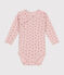 Babies' long-sleeved wrapover cotton bodysuit SALINE pink/ROSEWOOD