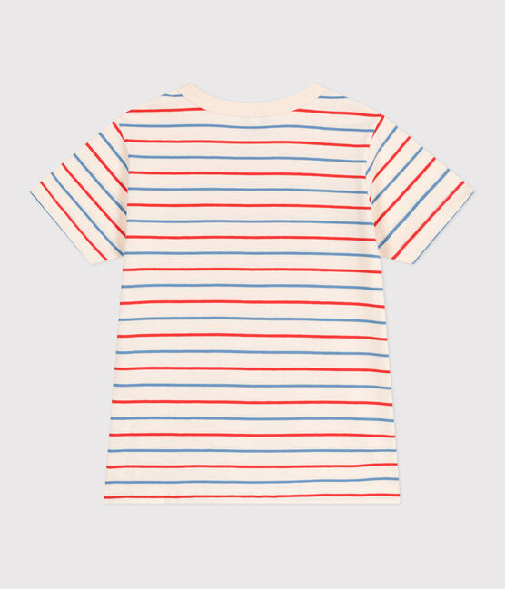 Children's short-sleeved cotton T-shirt with stripes and a heart AVALANCHE white/MULTICO
