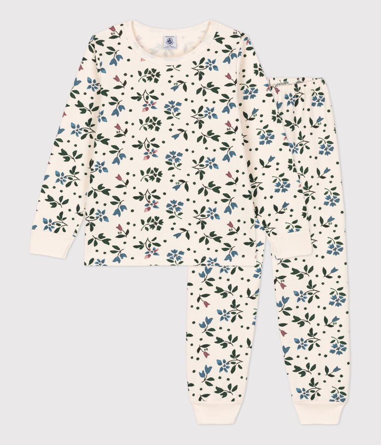 Girls' Floral Fleece Pyjamas Ecru/multicolor