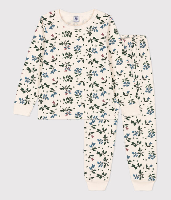 Girls' Floral Fleece Pyjamas AVALANCHE white/MULTICO