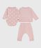 Babies' 2-piece velour gift set, the body printed with hearts JOLI pink