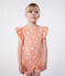 Children's printed short-sleeved cotton T-shirt ABRICOT orange/MARSHMALLOW