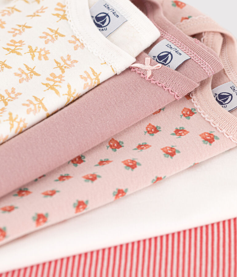 Babies' Floral Long-Sleeved Cotton Bodysuits - 5-Pack multicolor