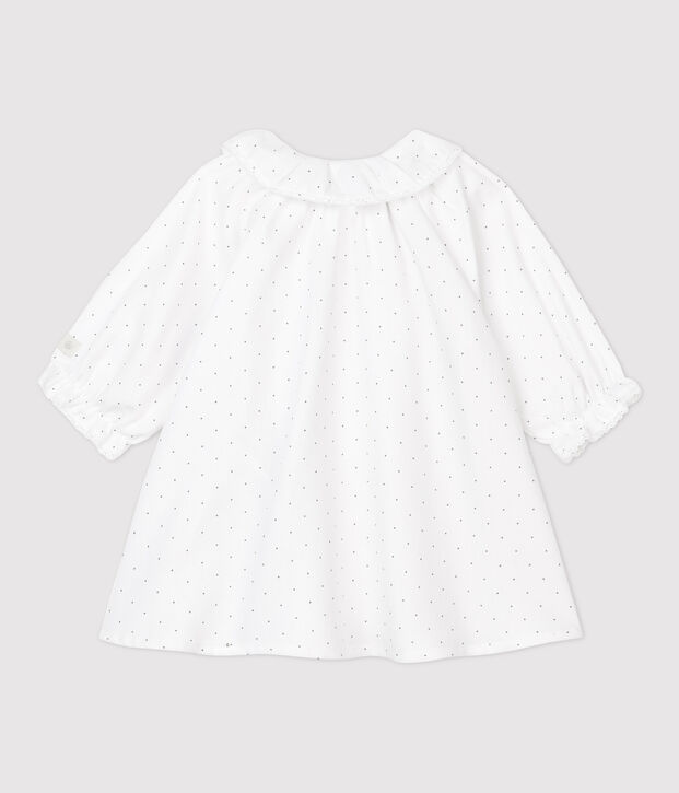 Baby Girls' Floral Organic Cotton Twill Dress white/grey