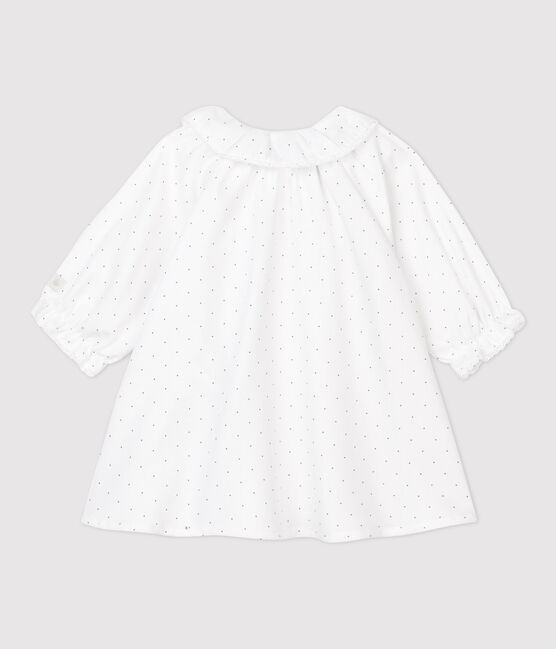 Baby Girls' Floral Organic Cotton Twill Dress MARSHMALLOW white/GRIS grey