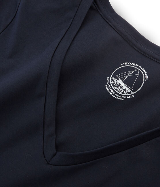 Women's Long-Sleeved Sea Island Cotton T-Shirt MARINE blue
