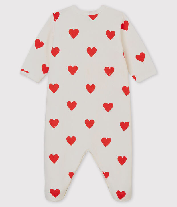 Baby Red Heart Fleece Sleepsuit white/red