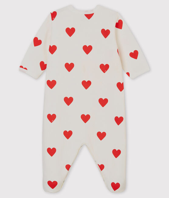 Baby Red Heart Fleece Sleepsuit MARSHMALLOW white/TERKUIT red