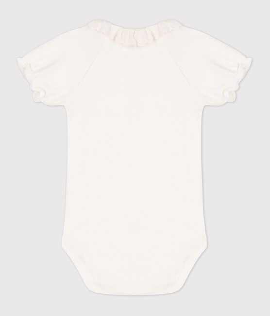 Baby Girls' Organic Cotton Bodysuit with Collar MARSHMALLOW white
