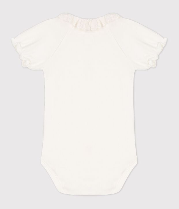 Baby Girls' Organic Cotton Bodysuit with Collar white