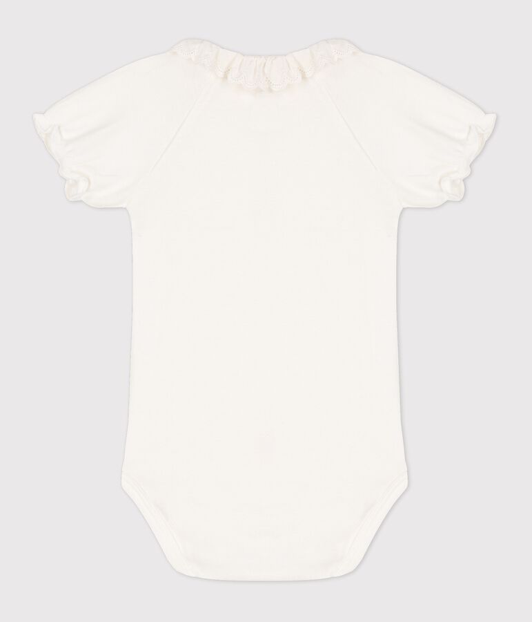 Baby Girls' Organic Cotton Bodysuit with Collar MARSHMALLOW white
