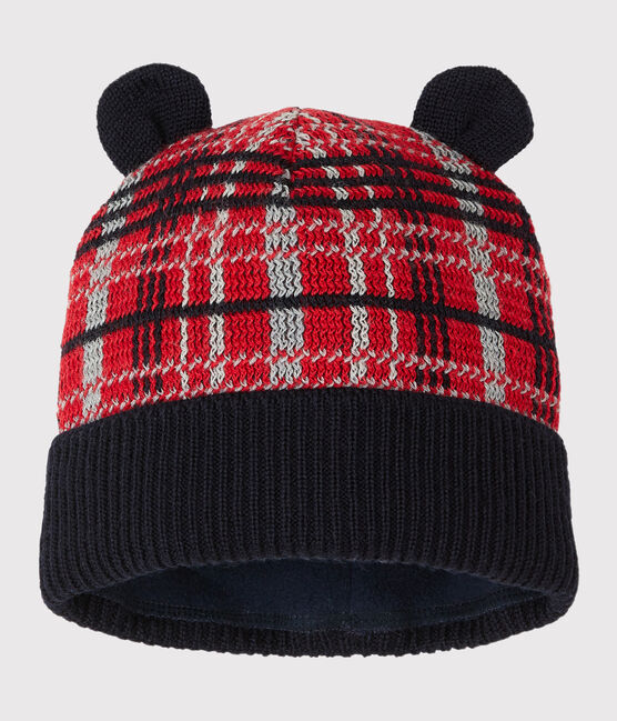 Baby Boys' Fleece-Lined Bonnet TERKUIT red/MULTICO white